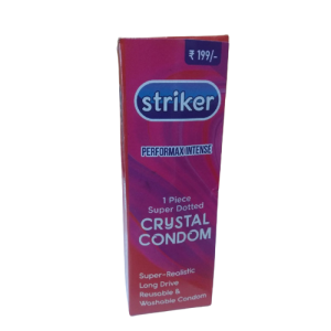 STRIKER- Crystal Condoms Extra Dotted, Washable Light Pink Colour (1 Piece in a Pack)