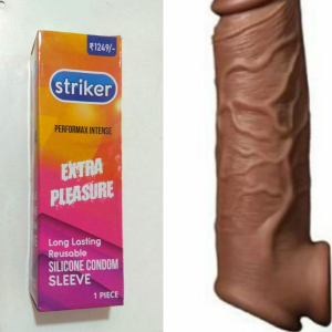 STRIKER- Long Lasting Reusable Silicone Condom Sleeve , Extra Pleasure, Performax Intense, Washable Skin Colour (1 piece in a pack)